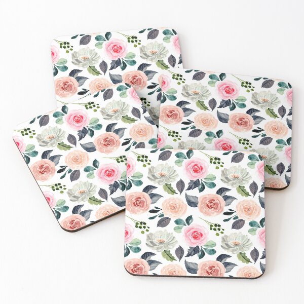 Item preview, Peach Gray and Pink Floral Watercolor designed and sold by thekyngsqueen.