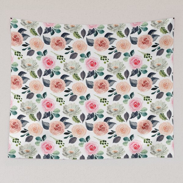 Item preview, Peach Gray and Pink Floral Watercolor designed and sold by thekyngsqueen.