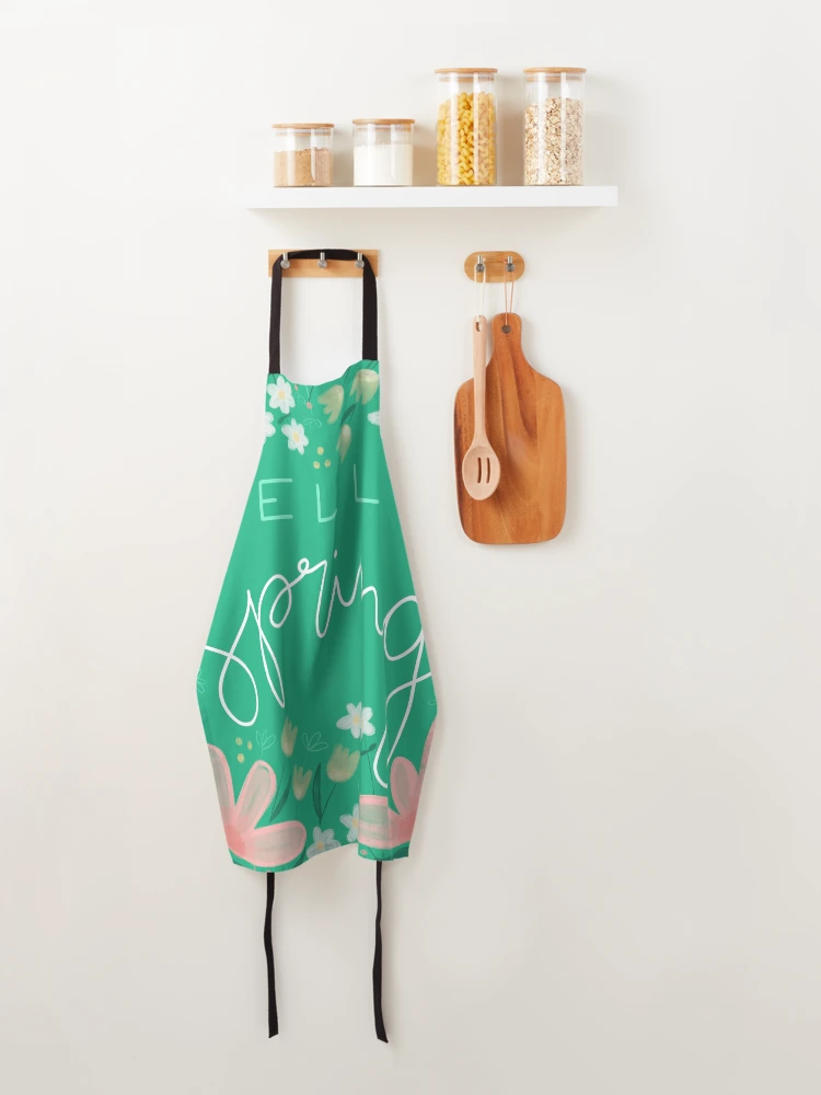 Thumbnail 4 of 6, Apron, Green Hello Spring designed and sold by RuthMCreative.