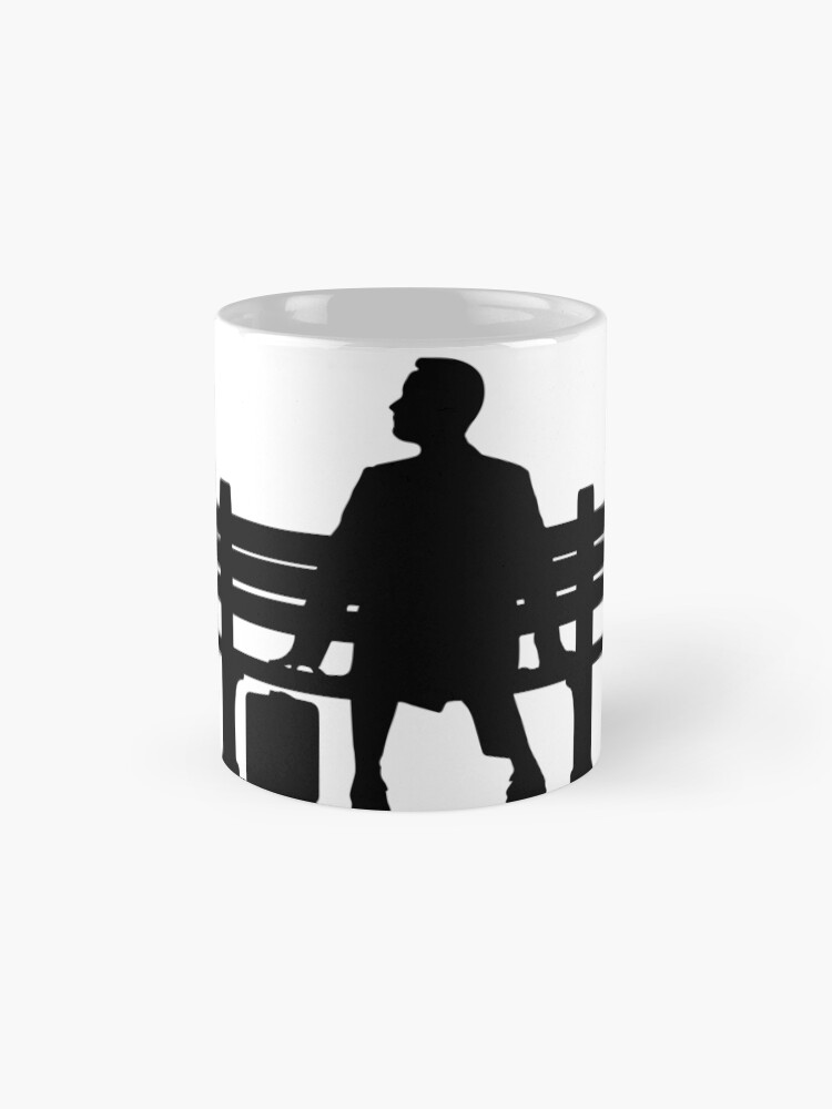 "Forrest Gump Silhouette sitting on Bench" Mug by Upbeat Redbubble