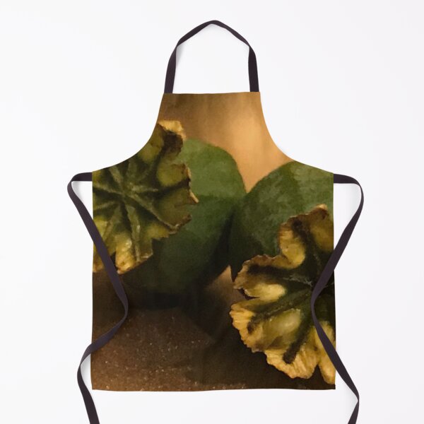 Item preview, Photo of two green poppy seed heads, tinged with yellow against a golden backdrop. designed and sold by Lorraine Lashley - My Joy..