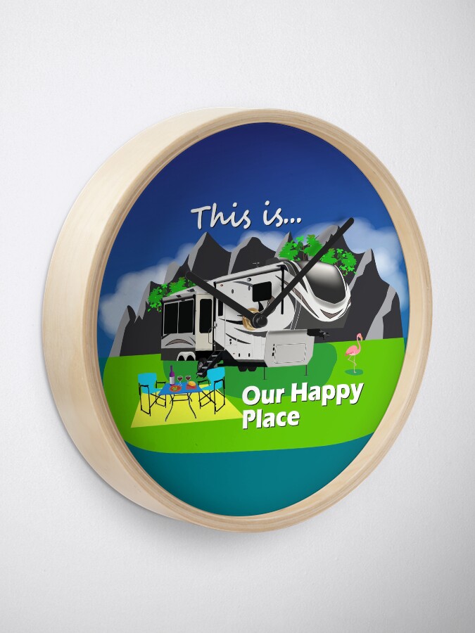 "Grand Design Solitude 5th Wheel Happy Place" Clock for Sale by