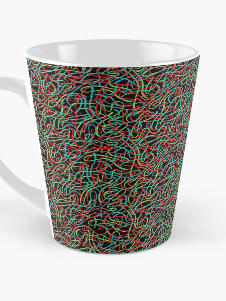 Thumbnail 3 of 4, Coffee Mug, Beautiful Colourful Thread Line Pattern Design designed and sold by wholigans.