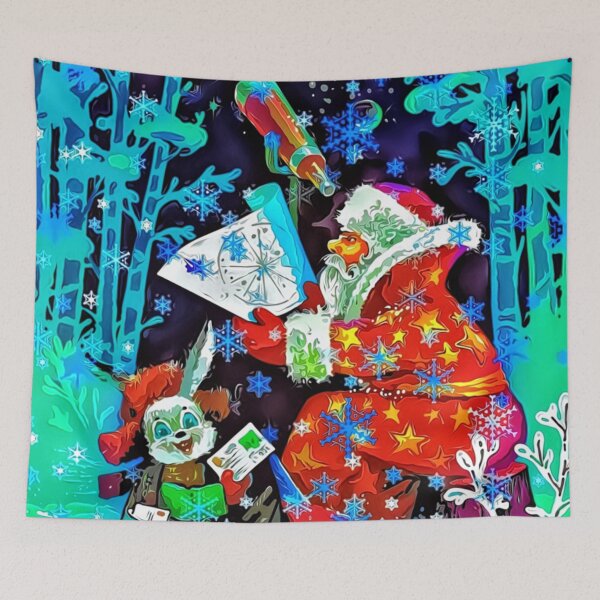 Item preview, Santa in Forest with Telescope and Bunny designed and sold by RitaMaye.