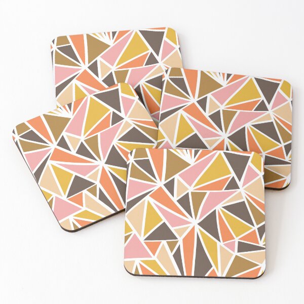 Item preview, Retro Geometric Shapes Mustard Yellow Pink Tan Orange Pattern designed and sold by thekyngsqueen.