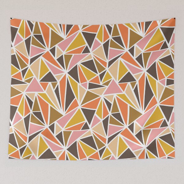 Item preview, Retro Geometric Shapes Mustard Yellow Pink Tan Orange Pattern designed and sold by thekyngsqueen.