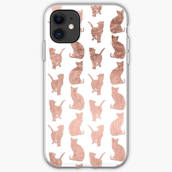 Trendy modern rose gold cats pattern iPhone Soft Case