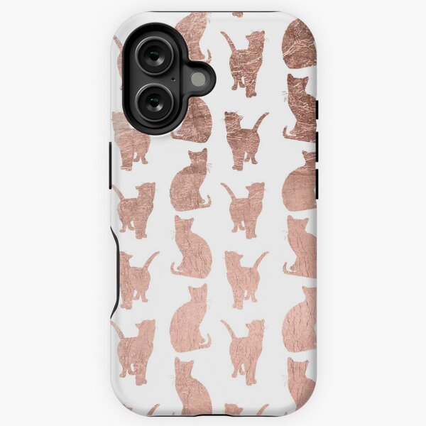 Aperçu de l'œuvre  feuille d'or faux rose tendance et cool avec des silhouettes simples de motif de chats. Perfectionnez pour l'amant d'animal familier et la dame de chat! créée et vendue par GirlyTrend.