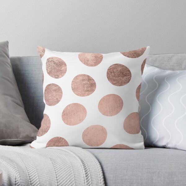 Modern faux rose gold hand drawn polka dots Throw Pillow
