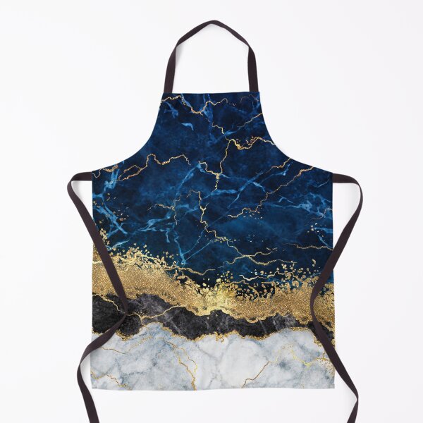 Item preview, Navy Blue Ripples + Gold Spatter Painting, Marbled Watercolor Abstract Art designed and sold by EscapistDecor.