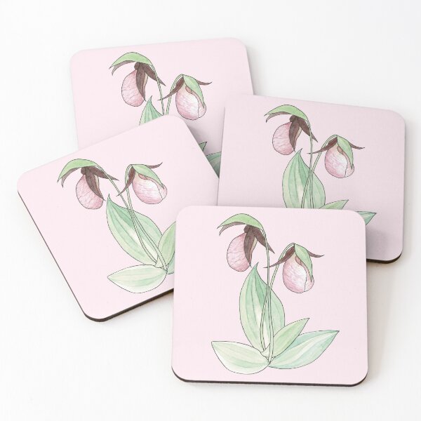 Item preview, Pink Ladys Slipper Inked Watercolor Painting designed and sold by Danica Templeton.