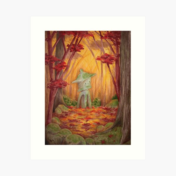 Autumn Stone Lantern Art Print