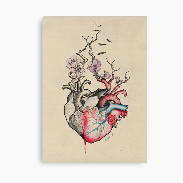 Anatomical Heart Wooden Painting Canvas