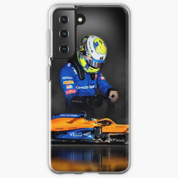 Dunkler Hintergrund des Lando Norris Mclaren F1-Autos im Scheinwerferlicht Samsung Galaxy Flexible Hülle