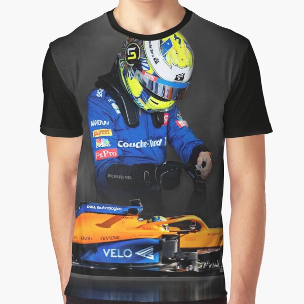 Lando Norris Mclaren F1 car dark background in spotlight Graphic T-Shirt