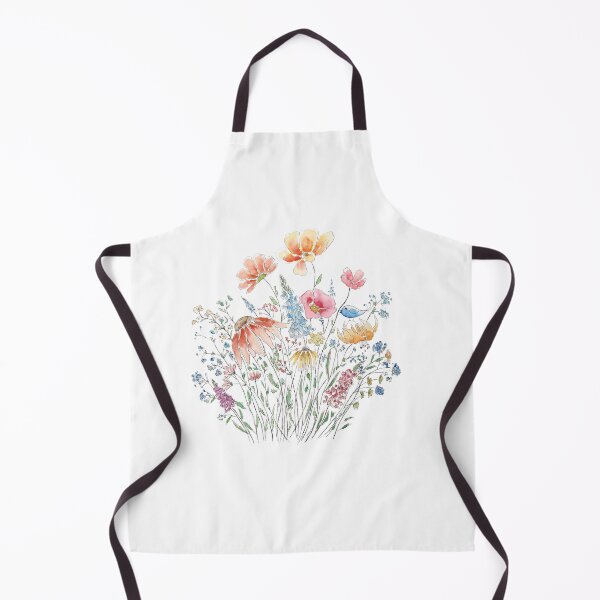 Item preview, hand painted wild flower bouquet and blue bird-line and watercolor 2 designed and sold by ColorandColor.