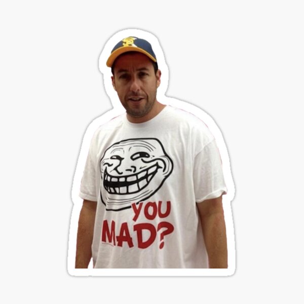 Adam Sandler wearing a u mad T-shrit Sticker
