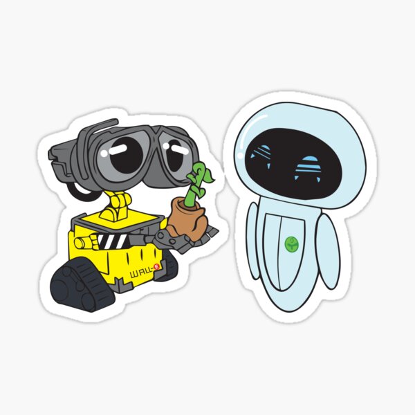 Wall E And Eve Sticker By Rons Designs Redbubble