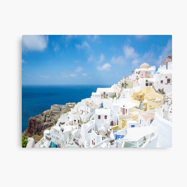 Oia Santorini Greece Townscape and Ocean Views Metal Print