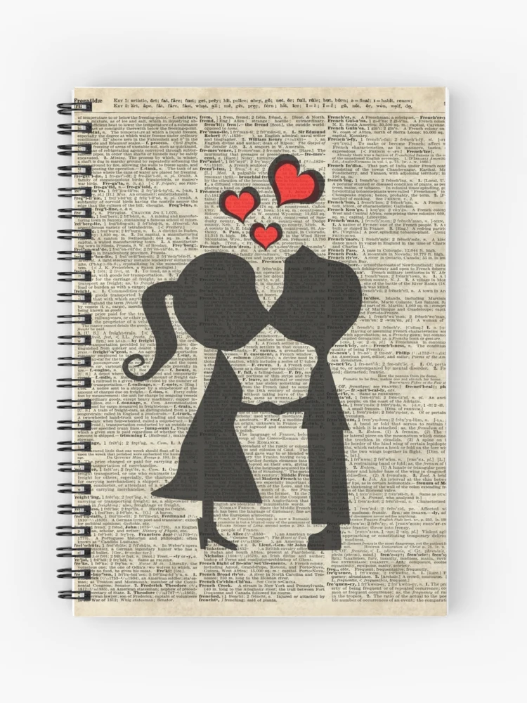 Notebook. Couple in love. Kiss: 6x9 Lined journal. Ruled notebook. Diary.  Notes. To-do list. Composition book. Memory book. Thoughts. Ideas. Gift.   meme mood emoji. Pop art clip illustration. by 