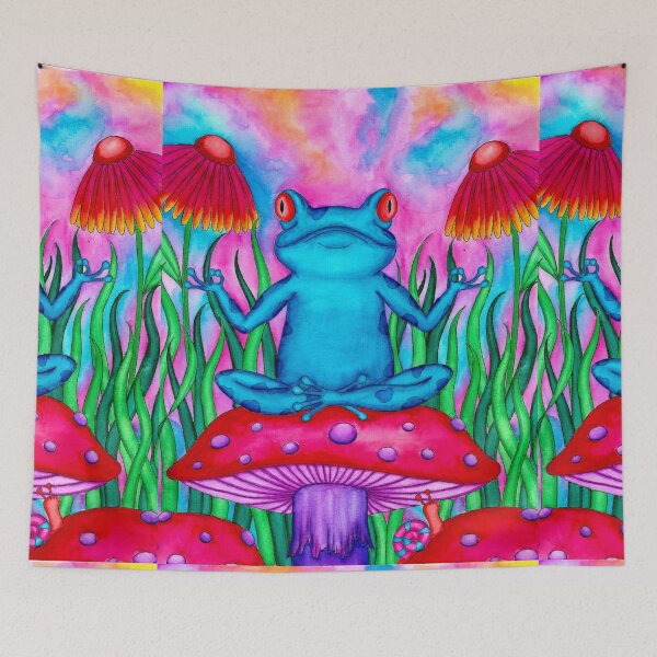 Item preview, Hippie Frog in Mushroom Kingdom designed and sold by Tabby's Tangled Art.