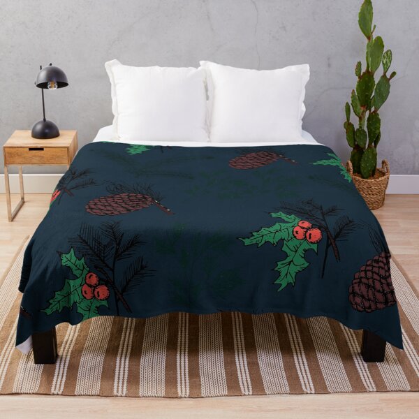 Item preview, Pine Cones And Branches - Dark Blue designed and sold by galleasstudio.