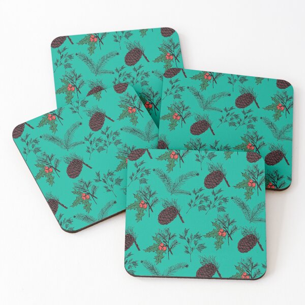 Item preview, Pine Cones And Branches - Turquoise designed and sold by galleasstudio.