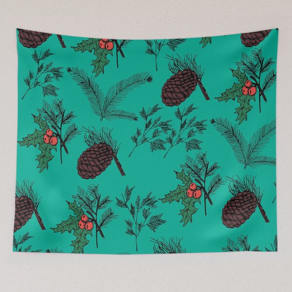 Item preview, Pine Cones And Branches - Turquoise designed and sold by galleasstudio.