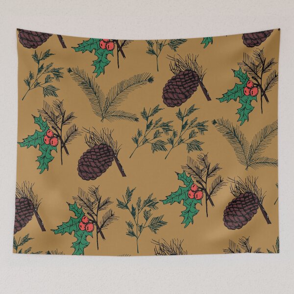 Item preview, Pine Cones And Branches - Gold designed and sold by galleasstudio.