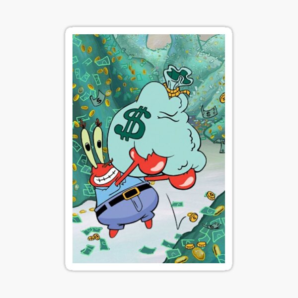 Mr Krabs Money Stickers Redbubble - mr crabs money money money roblox id