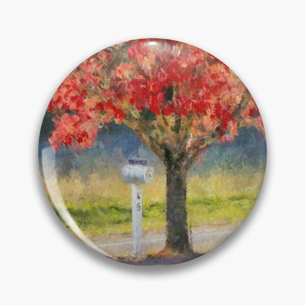 Item preview, Blazing Bloody Red Dogwood By White Mailbox designed and sold by Jean Gregory Evans.