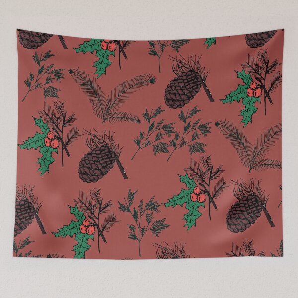 Item preview, Pine Cones And Branches - Red designed and sold by galleasstudio.