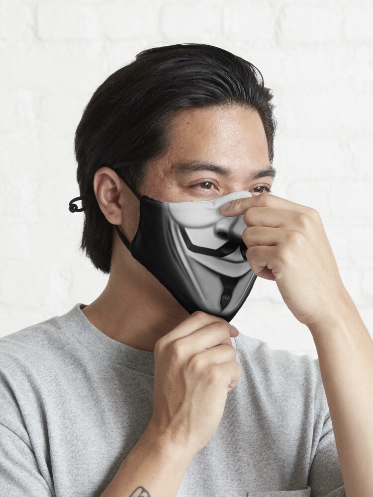 Alternate view of Anonymous Hero Guy Fawkes Smiling mouth cool movie (Quarantine Vendetta Face Mask coronavirus 2020 trendy style) Mask