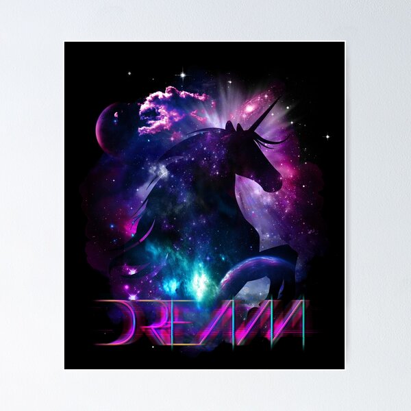 Item preview, Dream Unicorn Galaxy Stars Psychedelic Trippy Black Pink Purple Unicorn designed and sold by Stephani Analah.