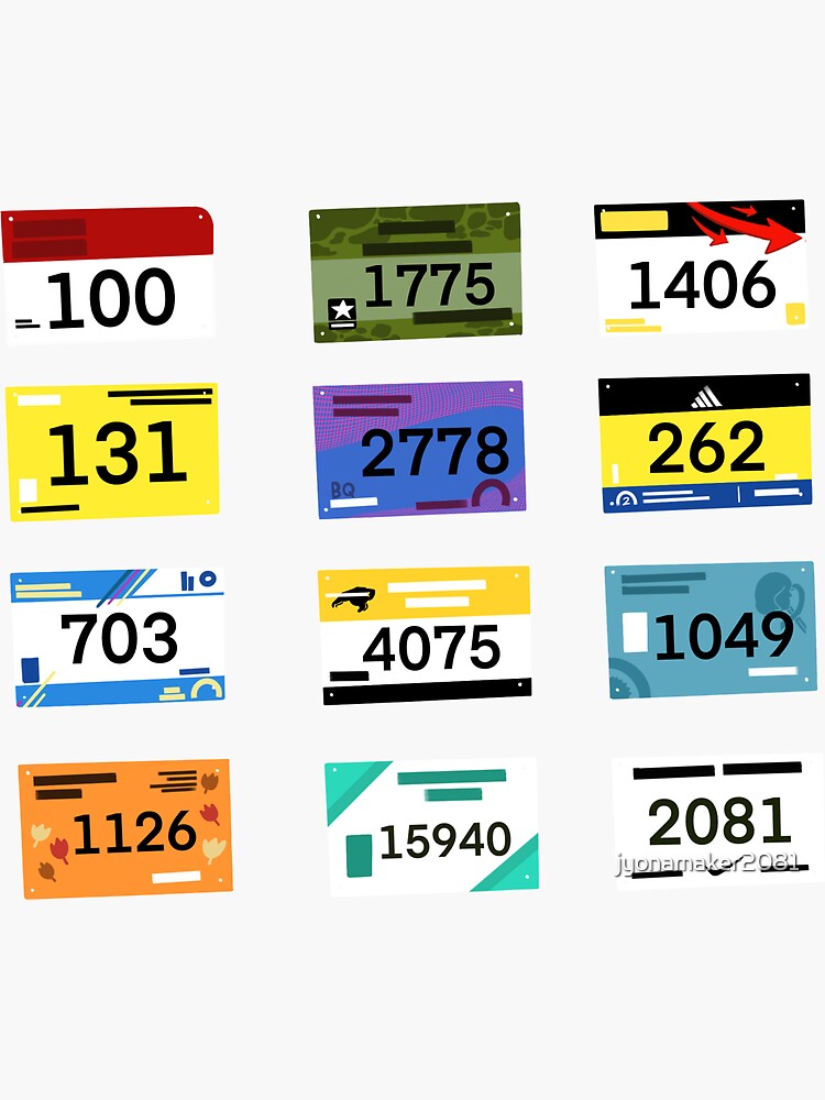 "Racing Bib Sticker Pack" Sticker for Sale by jyonamaker2081 Redbubble