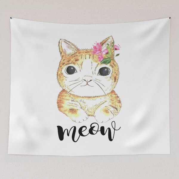Item preview, Meou cute kitten in watercolor designed and sold by latiendadearyam.