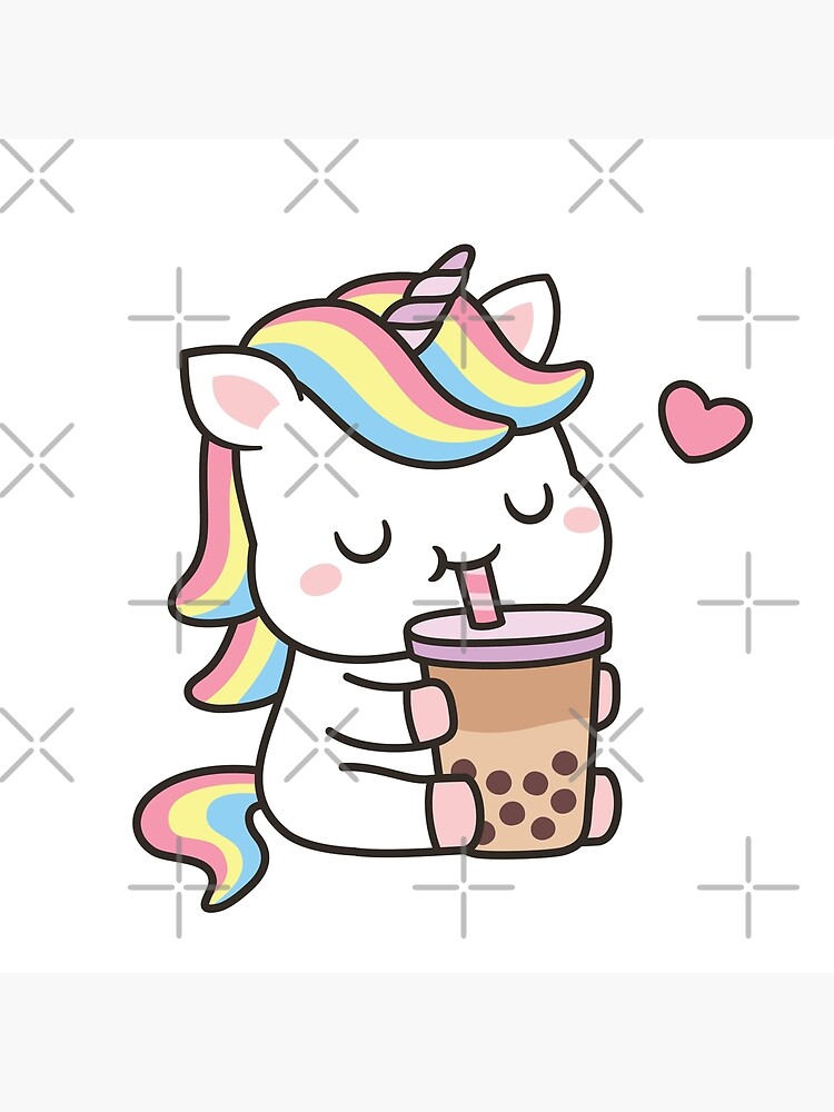 Cute Little Unicorn Love Boba Milk Tea Postcard By Rustydoodle Redbubble