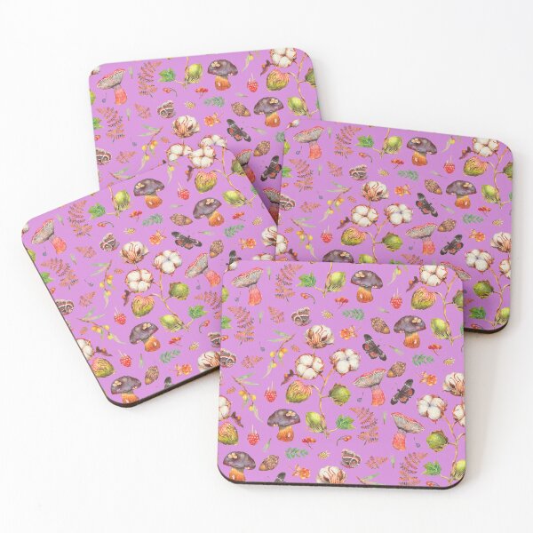 Item preview, Cotton plant with mushrooms and berries - voilet designed and sold by janeferwong.