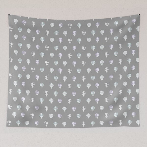 Item preview, Grey with Pastel Multicoloured Hot Air Balloons designed and sold by shadowbright.