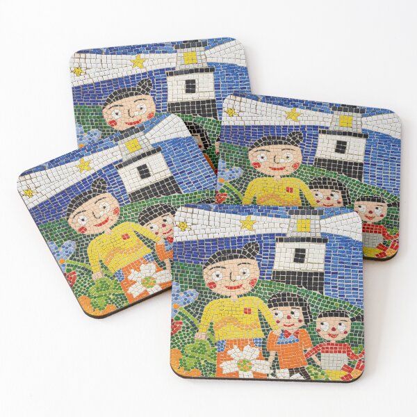 Item preview, Mosaic Wall Art Lighthouse Green Meadow Flowers Family Landscape Tiles Graphic designed and sold by WheresMyMojo.