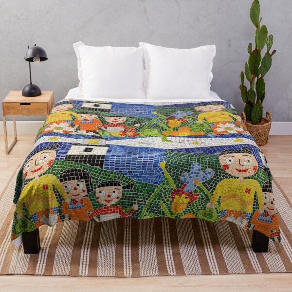 Item preview, Mosaic Wall Art Lighthouse Green Meadow Flowers Family Landscape Tiles Graphic designed and sold by WheresMyMojo.