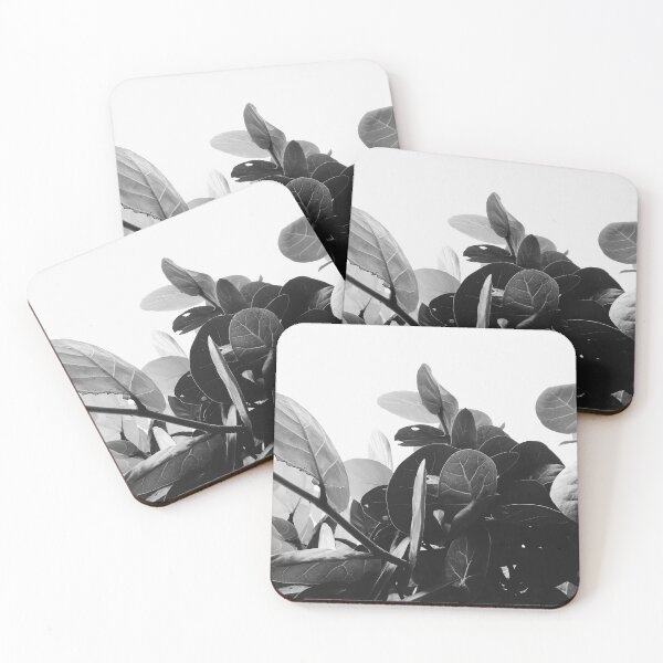 Item preview, Round Leaves Black and White Photography designed and sold by HintofNature.