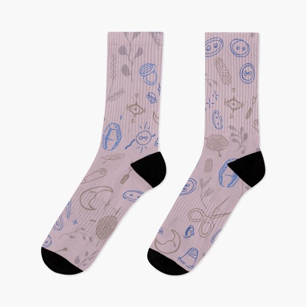 Item preview, Sewing witch pattern in soft pink in blue designed and sold by camertone.