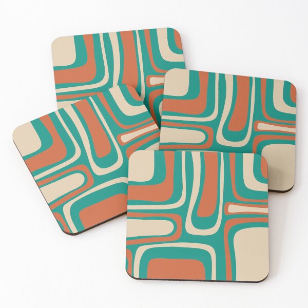 Item preview, Palm Springs Retro Midcentury Modern Abstract Pattern in Mid Mod Orange, Turquoise Teal, and Beige designed and sold by kierkegaard.