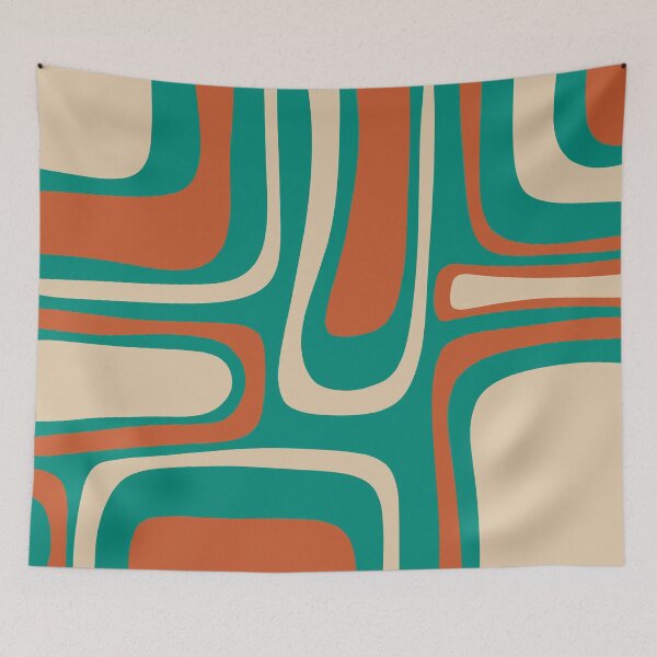 Item preview, Palm Springs Retro Midcentury Modern Abstract Pattern in Mid Mod Orange, Turquoise Teal, and Beige designed and sold by kierkegaard.