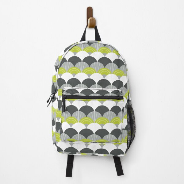 Item preview, MODERN SCALLOP PATTERN modern minimal bold gray lime green designed and sold by Kat Massard.