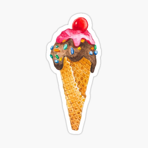 Watercolor Ice Cream Cone Sticker