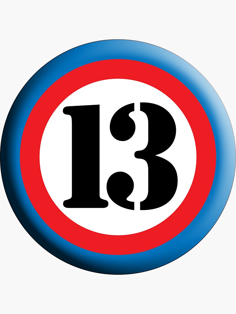 &quot;13, ROUNDEL, TEAM SPORTS, NUMBER 13, THIRTEEN, 13, THIRTEENTH