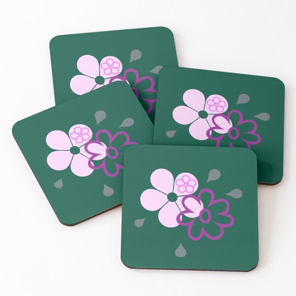 Item preview, Pink flowers on dark green designed and sold by Ninaeva.