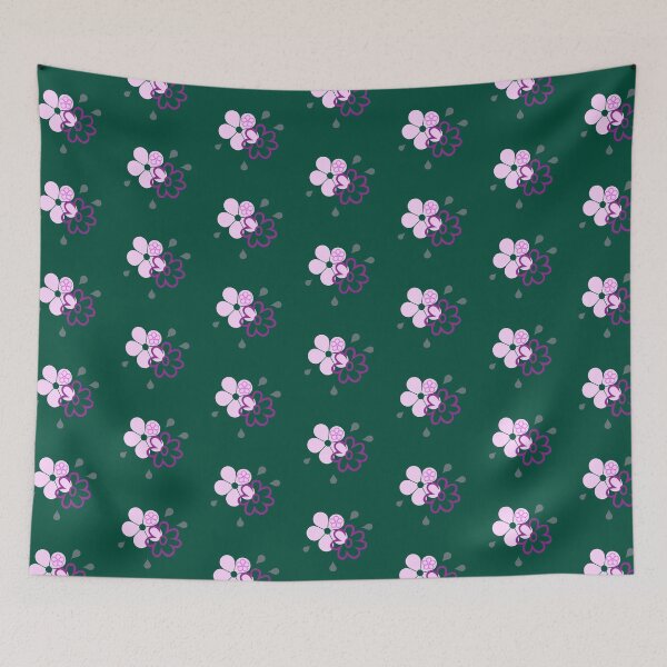 Item preview, Pink flowers on dark green designed and sold by Ninaeva.